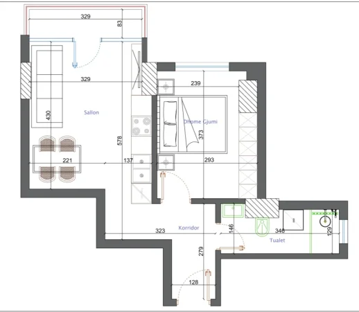 Tirane, shitet apartament 1+1+Ballkon Kati 7, 60 m² 95.000 € (Rruga teodor keko)