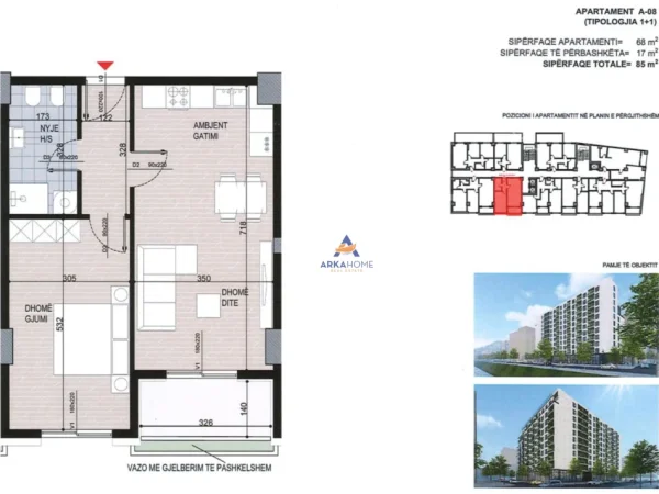 Tirane, shitet apartament 1+1+Ballkon Kati 1, 85 m² 119.000 € 