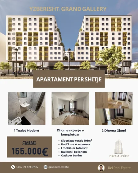 Tirane, shitet apartament 2+1+Ballkon Kati 7, 101 m² 155.000 € (Yzberisht, Grand Gallery)