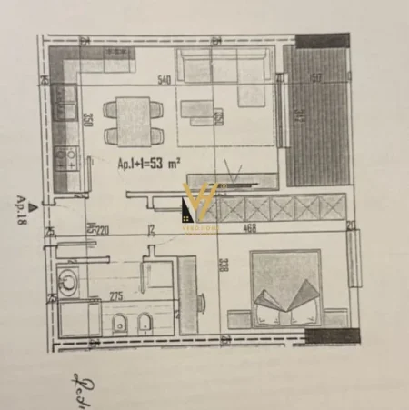 Tirane, shitet apartament 1+1+Ballkon Kati 1, 60 m² 63.000 € (KAMEZ)