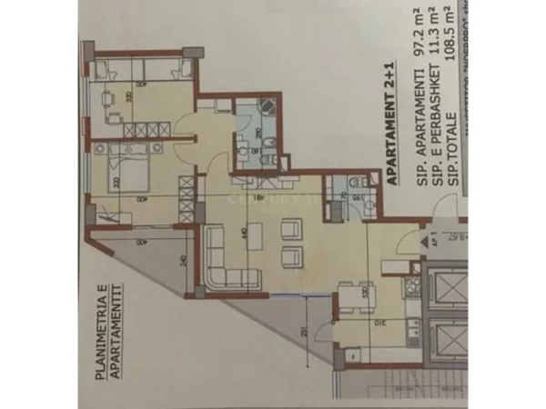 Tirane, jepet me qera apartament 2+1+Ballkon Kati 5, 109 m² 1.000 € (Rruga e Kosovareve)