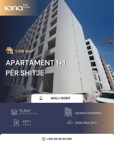 Mali Robit, shitet apartament 1+1 Kati 1, 73 m² (200M Distanc Nga Deti)