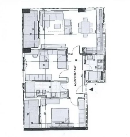 Tirane, shitet apartament 2+1+2Tualete+2Ballkone Kati 3, 111 m² 105.478 € (Paskuqan, Ringside Residence)
