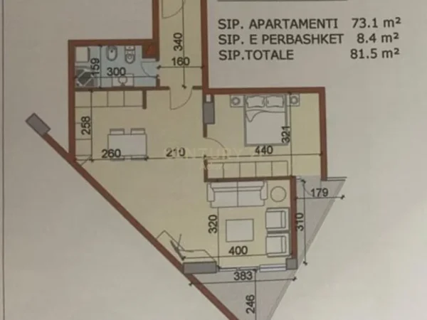Tirane, jepet me qera apartament 1+1 Kati 5, 82 m² 1.000 € 