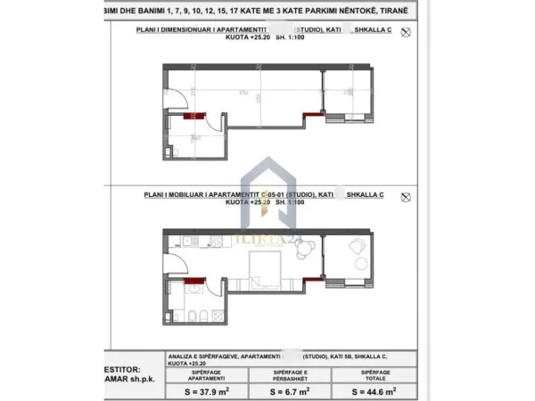 Tirane, shes garsonier 1+1 Kati 5, 445 m² 66.900 € (Porcelan Kompleksi Art Nlagje)