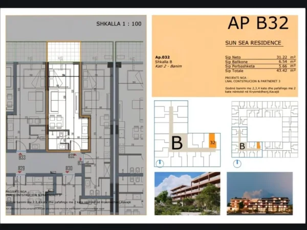 Golem, shitet garsonier 1+1 Kati 2, 43 m² 52.100 € 