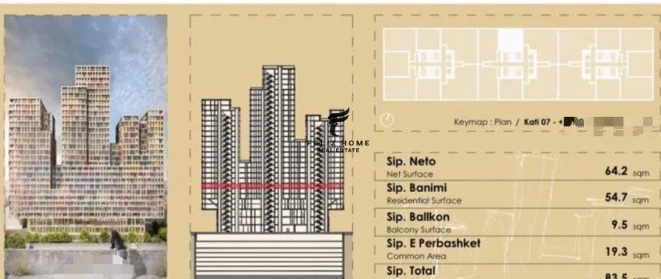 Tirane, shitet apartament 1+1 Kati 7, 84 m² (KOMPLEKSI MANHATAN)