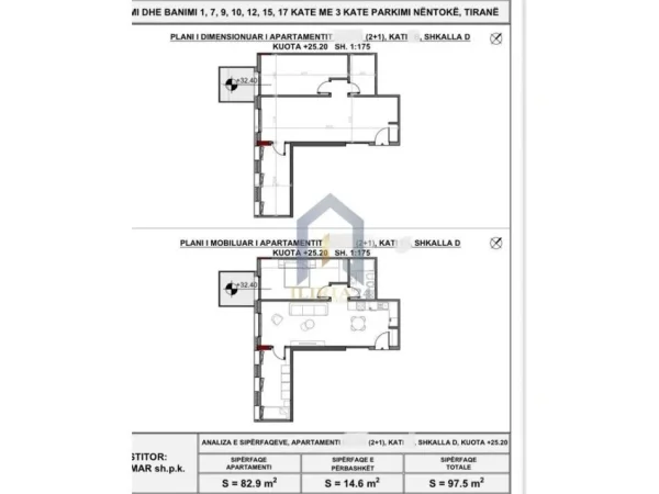 Tirane, shes apartament 2+1+Ballkon Kati 7, 98 m² 146.250 € (Porcelan Kompleksi Art Nlagje)