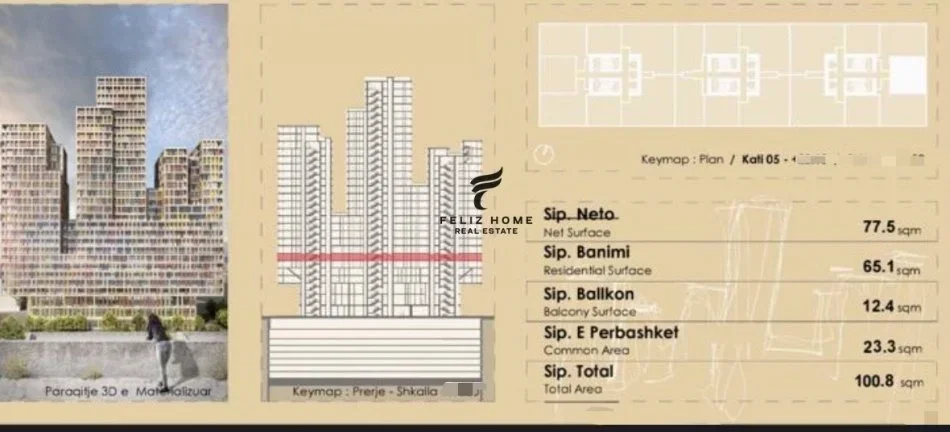 Tirane, shitet apartament 2+1 Kati 5, 100 m² 245.000 € (KOMPLEKSI MANHATAN)