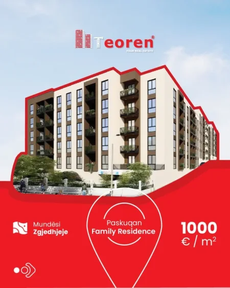 Shqiperi, shitet apartament 1+1 Kati 1, 63 m² 62.900 € (PASKUQAN)