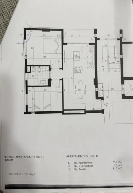 Tirane, shes apartament 2+1+Ballkon Kati 6, 82 m² 100.000 € (Bulevardi Donald Tramp)