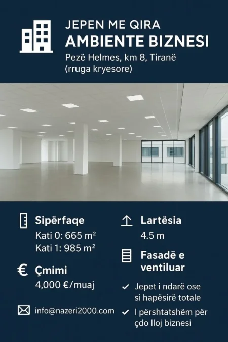 Tirane ,jepet me qera ambient biznesi