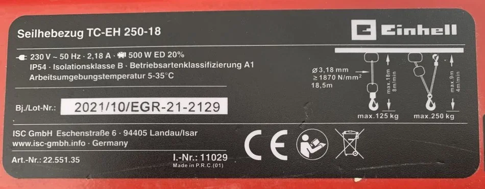 Tirane, shes Vinc EINHELL per ngritje peshash ne lartesi deri 18 m - 10.000 Leke