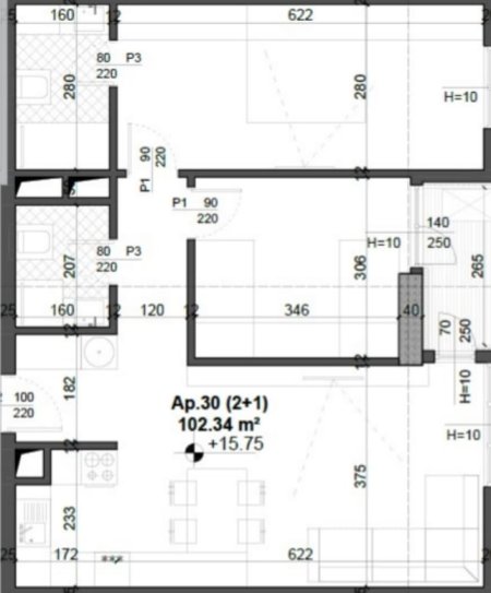 Tirane, shitet apartament 2+1+Ballkon Kati 4, 102 m² 154.000 € (RRUGA SIMON GJONI,FUSHA E AVIACIONIT)