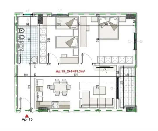 Tirane, shitet apartament 2+1 Kati 2, 94 m² 90.000 € (Paskuqan)