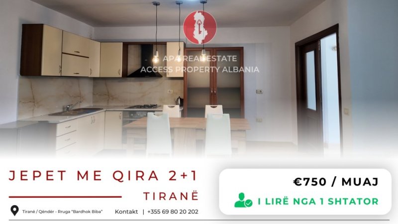 Tirane, jepet me qera apartament 2+1+Ballkon Kati 4, 120 m² 750 € (Rrruga Bardhok Biba)