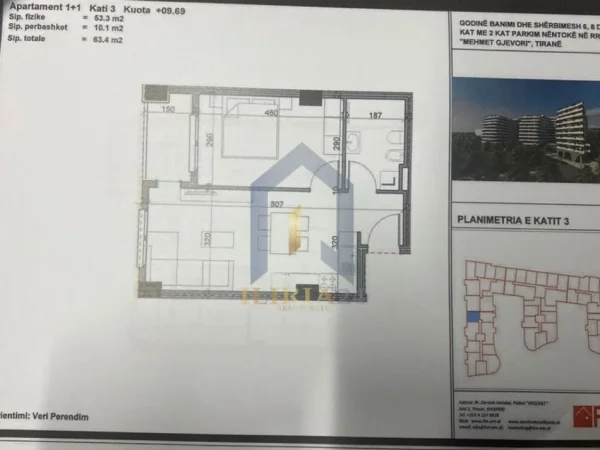 Tirane, shes apartament 1+1+Ballkon Kati 3, 64 m² 73.000 € (Paskuqan Kompleksi Aluna)