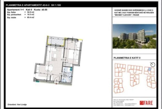 Tirane, shitet apartament 1+1+Ballkon Kati 1, 65 m² 75.200 € (paskuqan)