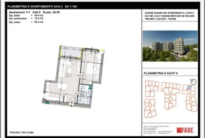 Tirane, shitet apartament 1+1+Ballkon Kati 1, 65 m² 75.200 € (paskuqan)