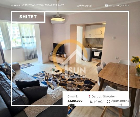 Shkoder, shitet apartament 1+1 Kati 2, 64 m² (DERGUT)