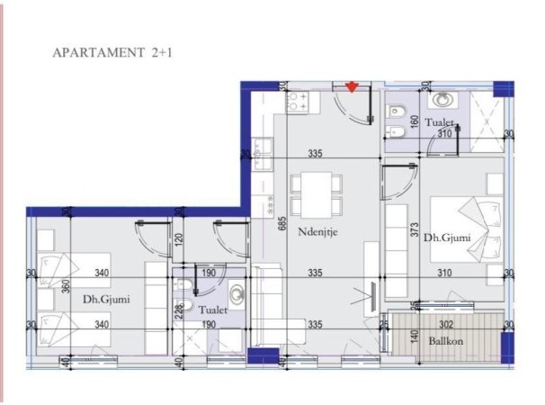 Tirane, shitet apartament 2+1+2+Ballkon Kati 7, 87 m² 113.620 € (Casa Italia, Tirana Entry 2)