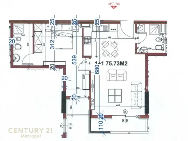 Tirane, shitet apartament 1+1 Kati 10, 76 m² 136.500 € 