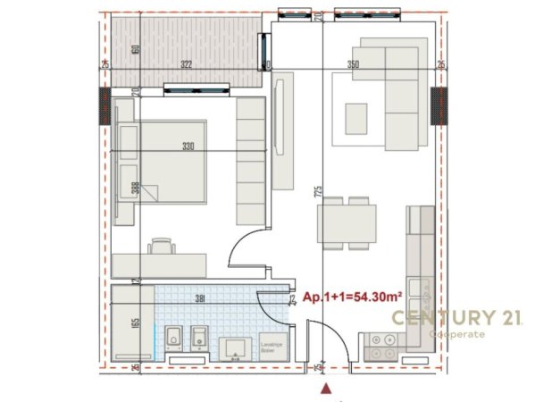 Tirane, shitet apartament 1+1 Kati 3, 63 m² 63.000 € 