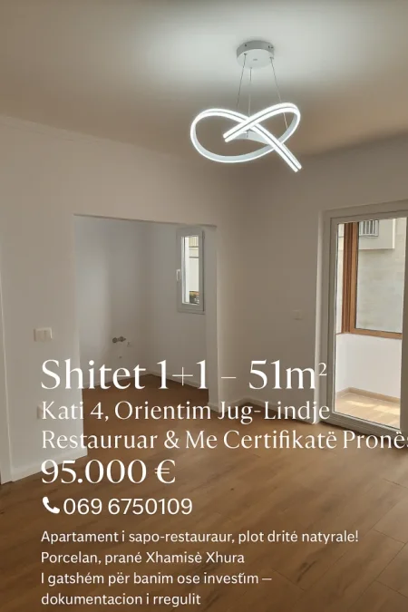 Tirane, shitet apartament 1+1+Ballkon Kati 4, 51 m² 95.000 € (Porcelan, pranë Xhamisë Xhura)