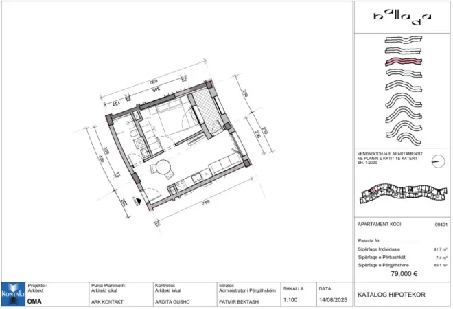 Tirane, shes apartament 1+1 Kati 4, 49 m² 79.000 € (Rruga e Vrapeve Farke)