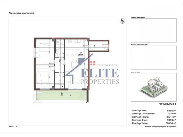 Dhermi - Palase, shitet apartament 2+1+Ballkon Kati 0, 127 m² 311.514 € (Drymadhes)
