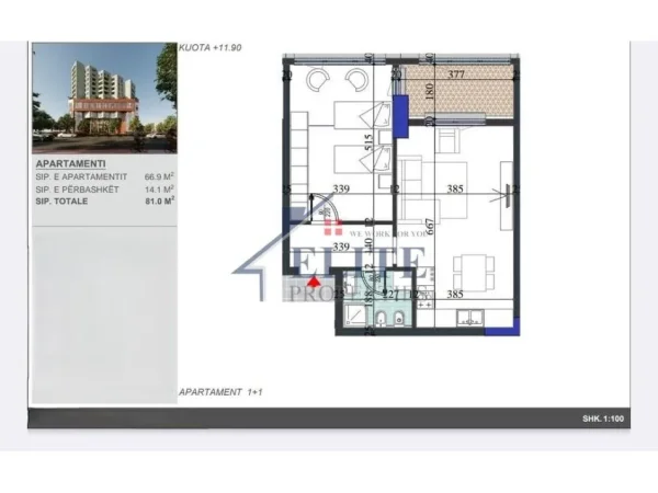 Tirane, shitet apartament 1+1+Ballkon Kati 2, 81 m² 145.800 € (Rruga Dritan Hoxha)