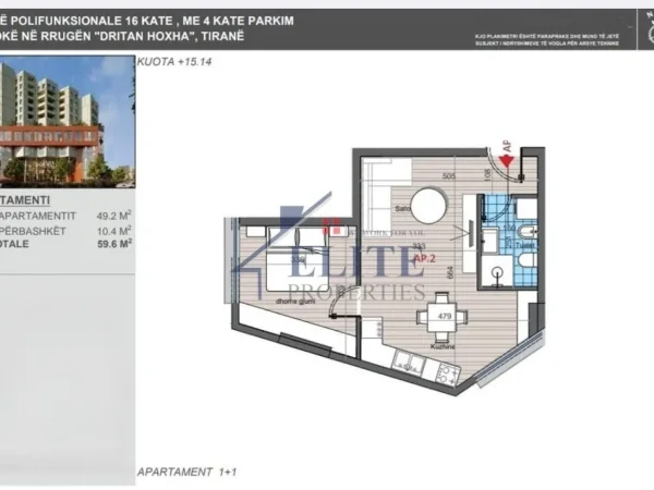 Tirane, shitet apartament 1+1+Ballkon Kati 2, 60 m² 107.280 € (Dritan Hoxha)