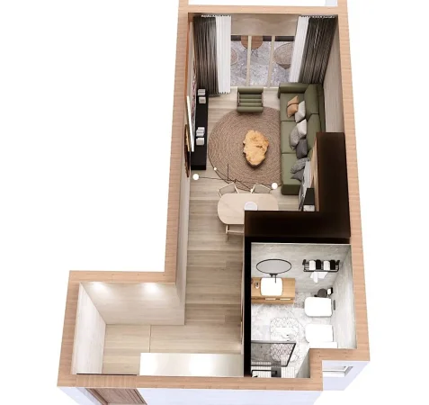 Golem, shes apartament 1+1 Kati 3, 62 m² 74.400 €