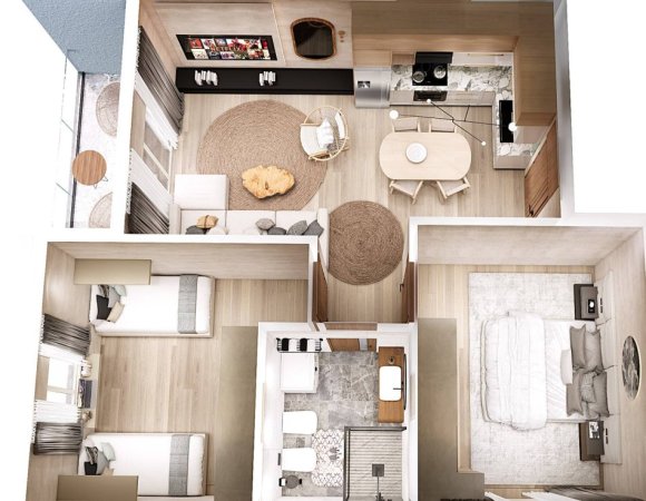 Golem, shes apartament 1+1 Kati 3, 62 m² 74.400 €