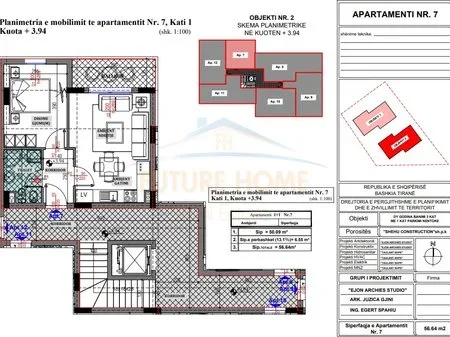 Tirane, shitet apartament 1+1+Ballkon Kati 2, 57 m² 99.120 € (Sauk)