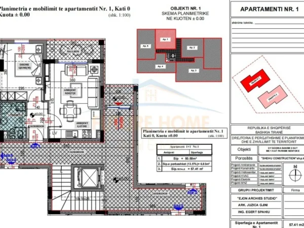 Tirane, shitet apartament 1+1 Kati 0, 57 m² 84.335 € (SAUK)