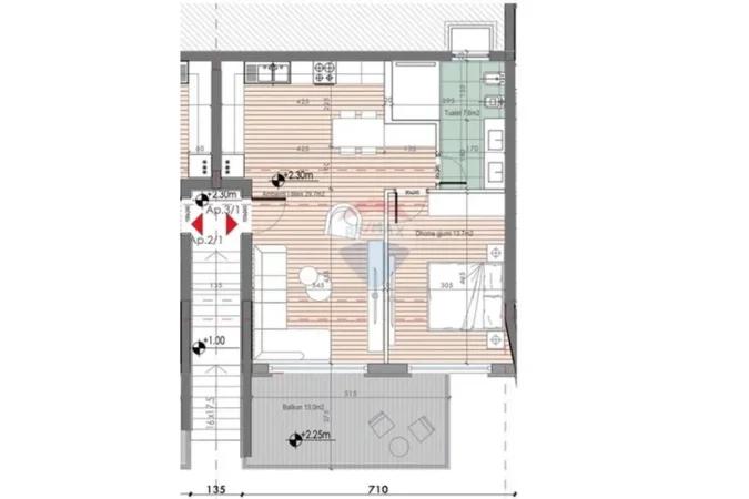 Dhermi - Palase, shitet apartament 1+1+Ballkon , 81 m² 330.000 € 