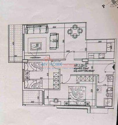 Tirane, shitet apartament 2+1+Ballkon Kati 1, 107 m² 155.000 € (Astir)