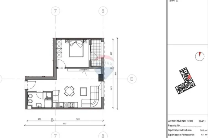 Tirane, shitet apartament 1+1+Ballkon , 65 m² 128.000 € 