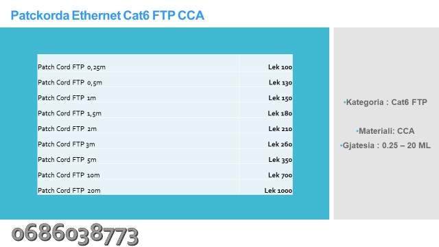 Patchkorda Ethernet 0.5 - 20 Ml cat6 Ftp