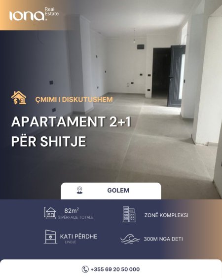 Golem, shitet apartament 2+1 Kati 0, 82 m² 