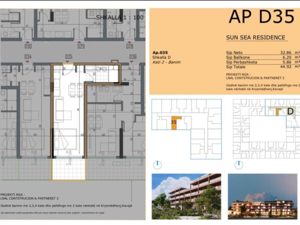 Golem, shitet garsonier 1+1 Kati 2, 45 m² 53.900 € 