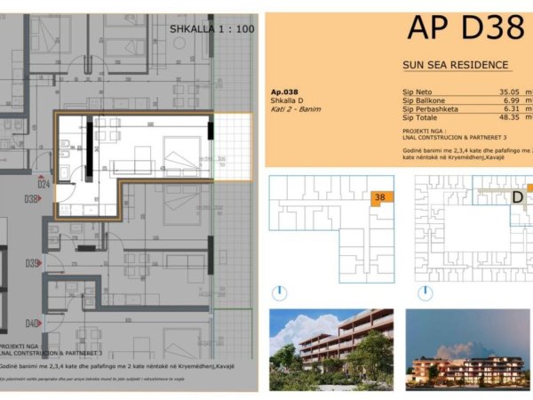 Golem, shitet garsonier 1+1 Kati 2, 48 m² 58.000 € 