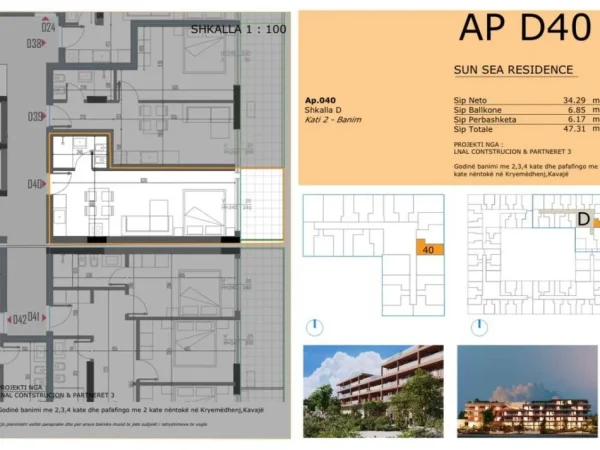 Golem, shitet garsonier 1+1 Kati 2, 47 m² 56.800 € 