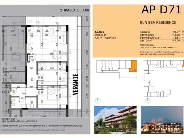 Golem, shitet apartament+verande | Penthouse 2+1+Ballkon Kati 4, 146 m² 