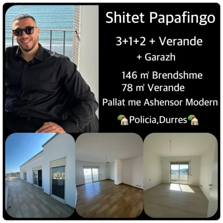 Durres, shes apartament 3+1+Aneks+Ballkon , 224 m² 239.000 € (SHITET Papafingo + GARAZH • 3+1+2 + verande Adresa: Policia Durres)