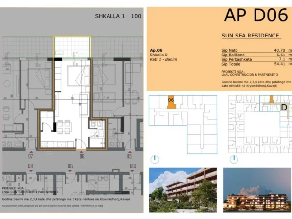 Golem, shitet garsonier 1+1 Kati 1, 54 m² 65.300 € 