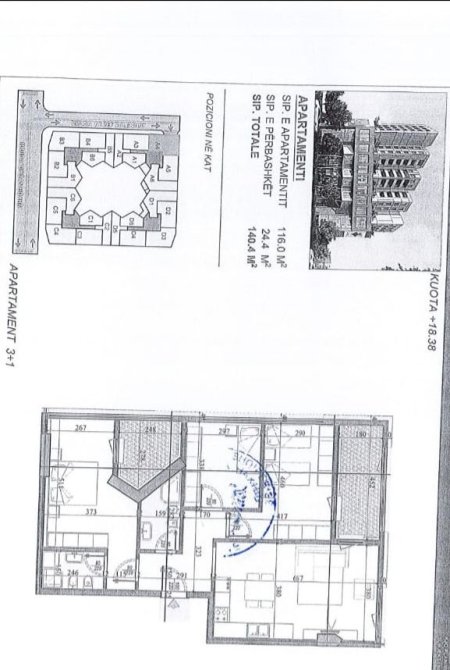 Tirane, shitet apartament 3+1+Ballkon Kati 4, 140 m² 238.000 € (LAPRAKE)