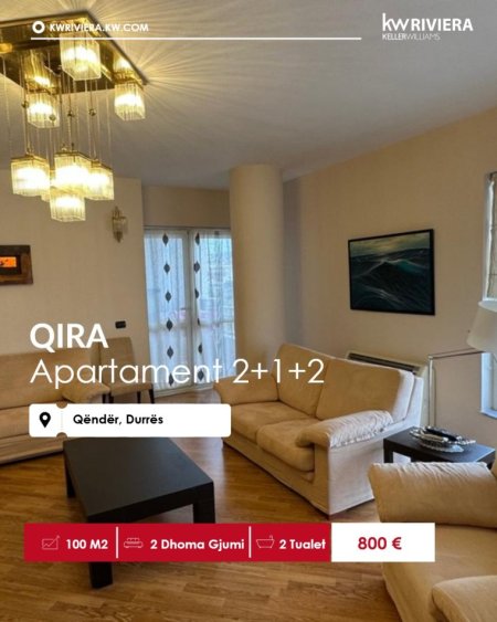 Durres, jepet me qera apartament 2+1 , 100 m² 800 € (Prane Bashkise Durres)