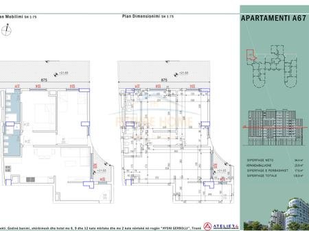 Tirane, jepet me qera apartament 2+1+2+Post Parkimi+Ballkon Kati 6, 136 m² 700 € (Per Zyra etj.)  (Zogu i Zi)